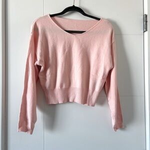 3/$45 V Neck Baby Pink Bubble Sleeve Sweater
